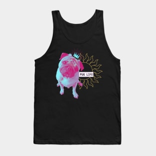 Pug Life Dog Vaporwave Party Techno Glitch Fun Tank Top